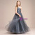 A-Line Gray Tulle One Shoulder Long Pleats Flower Girl Dress