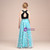 A-Line Black Blue Tulle Two Piece Halter Long Flower Girl Dress