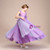 Purple Tulle Straps Long Flower Girl Dresses With Flower