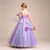 Purple Tulle Straps Long Flower Girl Dresses With Flower