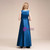 A-Line Blue Satin Long Ankle Length Flower Girl Dress