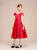 Red Satin Straps Short Tea Length Flower Girl Princess Dress