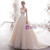 Champagne Ball Gown Tulle Sequins Sweetheart Puff Sleeve Wedding Dress