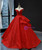 Red Ball Gown Lace Off the Shoulder Floor Length Quinceanera Dress