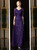 A-Line Purple Sequins Tulle V-neck Half Sleeve Mother Of The Bride Dress