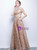 In Stock:Ship in 48 Hours Khaki V-neck Cap Sleeve Prom Dress With Pocket