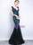 In Stock:Ship in 48 Hours Black Blue Sequins Mermaid V-neck Prom Dress