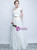 In Stock:Ship in 48 Hours White One Shoulder Long Prom Dress With Pocket