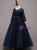 In Stock:Ship in 48 Hours Navy Blue Tulle lace Long Sleeve Girl Dress