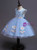 In Stock:Ship in 48 Hours Princess Blue Tulle Appliques Short Flower Girl Dress