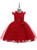 In Stock:Ship in 48 Hours Red Tulle Lace Girl Dress With Pearls