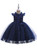 In Stock:Ship in 48 Hours Navy Blue Tulle Lace Girl Dress With Pearls