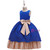 In Stock:Ship in 48 Hours Blue Satin Appliques Girl Dress With Bow