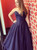 A-Line Dark Navy Blue Sweetheart Tulle Prom Dress