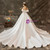 White Ball Gown Satin Off the Shoulder Lotus Leaf Edge Wedding Dress