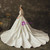 White Ball Gown Satin Long Sleeve Long Sleeve Wedding Dress With Beading