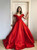 Fashion Red Ball Gown Satin Off the Shoulder Prom Dress