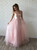 A-Line Pink Tulle Spaghetti Straps Backless Prom Dress