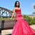 Red Mermaid Satin Organza Strapless Prom Dress With Sash