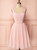 A-Line Pink Tulle Straps Pleats Beading Homecoming Dress