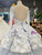Gray Ball Gown V-neck Tulle Long Sleeve Butterfly Luxury Wedding Dress
