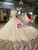 Champagne Tulle Lace Appliques High Neck Long Sleeve Beading Luxury Wedding Dress