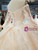 Champagne Tulle Sequins Off the Shoulder Long Sleeve Appliques Luxury Wedding Dress