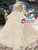 Champagne Tulle Sequins Off the Shoulder Long Sleeve Appliques Luxury Wedding Dress