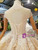 Champagne Tulle Lace Sequins Appliques Cap Sleeve Backless Luxury Wedding Dress