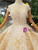 Champagne Tulle Lace Sequins Appliques Cap Sleeve Backless Luxury Wedding Dress