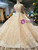 Champagne Tulle Lace Sequins Appliques Cap Sleeve Backless Luxury Wedding Dress