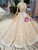 Champagne Tulle Lace Sequins Appliques Cap Sleeve Backless Luxury Wedding Dress