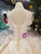 Champagne Tulle Sequins Appliques High Neck Cap Sleeve Luxury Wedding Dress