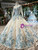 Champagne Sequins Blue Embroidery Appliques Long Sleeve Luxury Wedding Dress