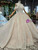 Champagne Sequins Off the Shoulder Luxury Wedding Dress With Beading