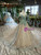 Gold And Green Ball Gown Tulle Sequins Off the Shoulder Appliques Luxury Wedding Dress