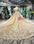 Ball Gown Tulle Lace Sequins Off the Shoulder Embroidery Flower Luxury Wedding Dress