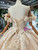 Champagne Sequins Bateau Backless Lace Appliques Luxury Wedding Dress With Train