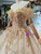 Tulle Sequins Off the Shoulder Champagne Ball Gown Luxury Wedding Dress