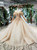 Tulle Sequins Off the Shoulder Champagne Ball Gown Luxury Wedding Dress