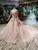 Pink Ball Gown Lace Appliques off the Shoulder Luxury Wedding Dress With Beading