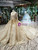 Champagne Tulle Sequins Long Sleeve Beading Luxury Wedding Dress