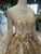 Champagne Tulle Sequins Long Sleeve Beading Luxury Wedding Dress