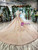 Champagne Pink Tulle Sequins Cap Sleeve Backless Luxury Wedding Dress With Appliques