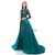 Green Mermaid Sequins Long Sleeve Long Prom Dress With Removable Train
