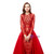 Red Mermaid Sequins Long Sleeve Long Prom Dress With Removable Train