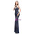 Navy Blue Mermaid Sequins Scoop Sleeveless Long Prom Dress