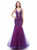 Purple Mermaid Tulle Backless Deep V-neck Appliques Prom Dress