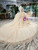 Champagne Ball Gown Sequins Strapless Luxury Wedding Dress With Long Train