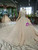 Champagne Tulle Sequins Lace Cap Sleeve Backless Luxury Wedding Dress With Beading